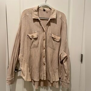 Free People Tan Textured Knit Oversized jacket/ Top size M  NWOT